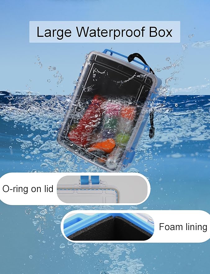 Beoccudo Large Waterproof Dry Box Waterproof Containers, Watertight Boat Storage Boxes Drybox Storage Case for Kayaking, 8.9" L X 6.4" W X 3.2" H - Image 4