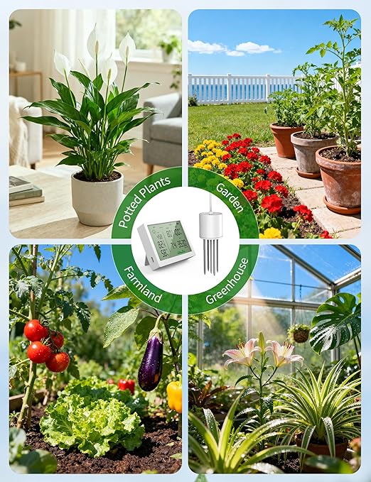 7 in 1 Soil Test Kit, Digital Soil Meter for PH/Sunlight/Fertility/Soil & Air Temp, Humidity Meter for Indoor & Outdoor Plant, Growing Environment Tester with Large LCD Display for Farm, Garden & Lawn - Image 6