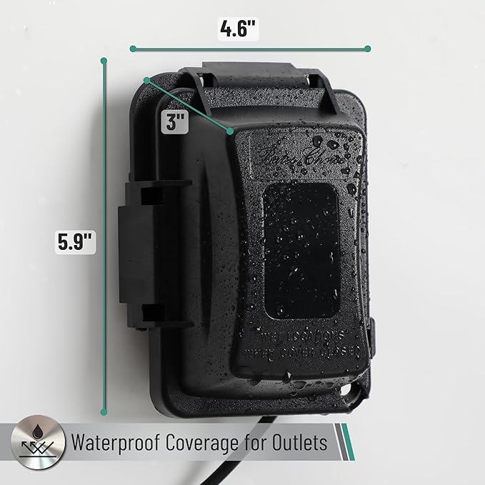 Bates- Outdoor Outlet Cover Weatherproof, Black 1-Gang Outdoor Electrical Outlet Cover Box with Mounting Hardware, Horizontal/Vertical Use - Image 4