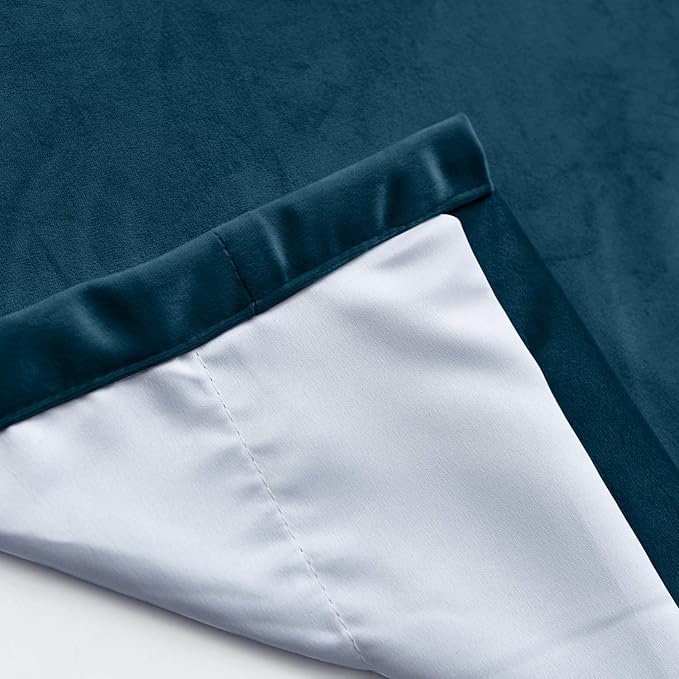 ChadMade Blackout Lined Premium Velvet Curtain Midnight Blue 50Wx120L Inch (1 Panel), Eyelet Grommet for Livingroom Bedroom Theater Studio, Leon Collection - Image 5
