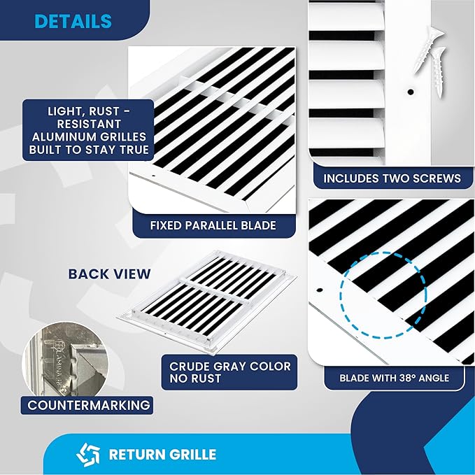 18x10 Inch (Duct Opening) Air Return Vent Cover Decorative – Premium Aluminum AC Vent Cover for Ceiling & Wall, Rustproof Grille, Ideal for Home HVAC Grille, Durable & Easy to Install by ACLAMINAIRE - Image 9