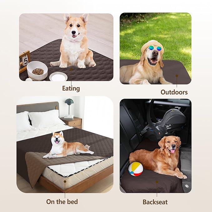gogobunny 100% Double Sided Waterproof Dog Blanket Soft Pet Bed Cover Reversible Protect Furniture Couch Sofa Car for Puppy Large Dog Cat (Dark Coffee/Light Coffee, 68x82 Inch (Pack of 1)) - Image 7