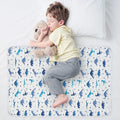 Organic Incontinence Pads for Kids & Toddlers - 5 Layer Waterproof Protectors for Overnight Bed Wetting - Reusable & Washable Pee Pads - Fits Twin to Full Size Beds - 34" x 52" Dinosaur by Wovenx