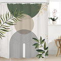 Sage Green Boho Shower Curtain 72Wx78H Modern Abstract Green Gold Leaves Bohemian Plant Botanical Minimalist Arch Bathroom Decor Geometric Neutral Bath Curtain Fabric Polyester 12 Pack Hook by MitpokBrand