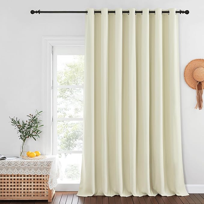 NICETOWN Beige Blackout Sliding Door Curtains for Bedroom - Grommet Blackout Room Darkening French Door Sound Reducing Thermal Curtain Window Treatment for Living Room (W100 x L95, 1 Panel) by NICETOWN