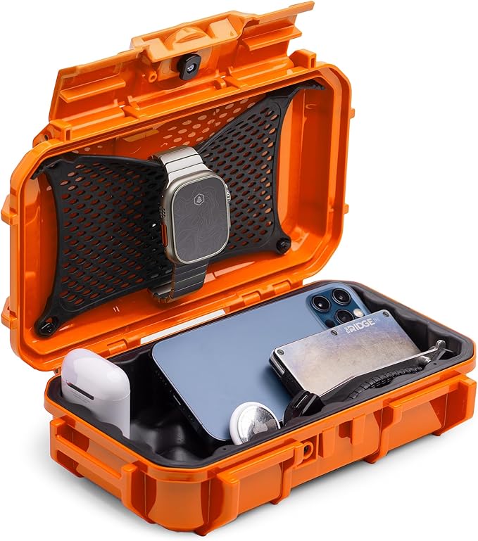 Evergreen 56 Dry Box - EDC Tough Protective Case USA Made for Organization of Cameras, Phones, Camping, Fishing, Hiking, Water Sports (Orange) by EvergreenCases
