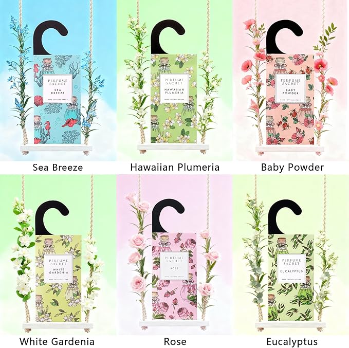 ROSE COTTAGE Large 12 Packs Fresh Linen Hanging Closet Deodorizer Air Freshener Long Lasting Scented Sachets Smell Goods for House - Image 5