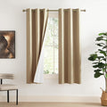 NICETOWN 100% Absolutely Blackout Linen Curtains with Thermal Insulated White Liner, Camel, W42 x L72, 2 Panels, Long Curtains 72 inch Length for Patio Door, Doorway, Office, Overnight Shiftworker by NICETOWN