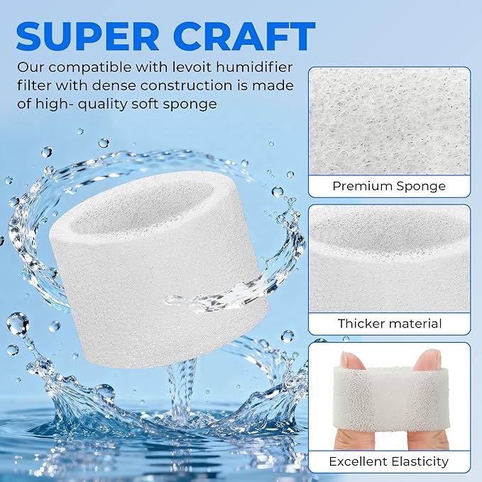 30-Pack Top Fill Humidifier Replacement Filters for LEVOIT Classic160, Dual150, Dual200S, Classic300(S), LV600S, OasisMist 450S, Superior6000S Series Humidifiers by Funmit - Image 3