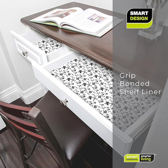 Smart Design Bonded Grip Shelf Liner – 18in x 5ft – Non-Adhesive Drawer Liner with Strong Grip Helps Protect and Personalize Your Home Organization and Storage – Wisteria Black - Image 6