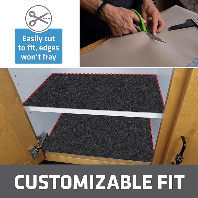 Drymate Premium Luxury Shelf & Drawer Liner, Thick Cushioned Fabric, Non-Adhesive, Absorbent, Waterproof, Slip-Resistant, Liners for Kitchen Cabinets, Cupboards (USA Made)(11”x50”)(2-Pack)(Charcoal) - Image 4