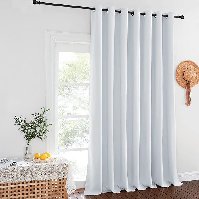 NICETOWN Patio Door Curtain for Living Room, Grommet Sound Reducing Room Divider Privacy Window Treatment for Bedroom, Greyish White, 1 Panel, W100 x L102 - Image 2
