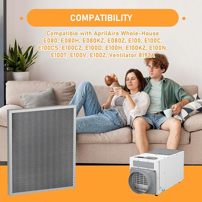 5881 Washable MERV 8 Dehumidifier Filter Replacement Compatible with AprilAire Whole-House Dehumidifiers E080, E100 and Dehumidifying Ventilator 8192A, 12″x13-1/2″x1″, 2 Pack - Image 4