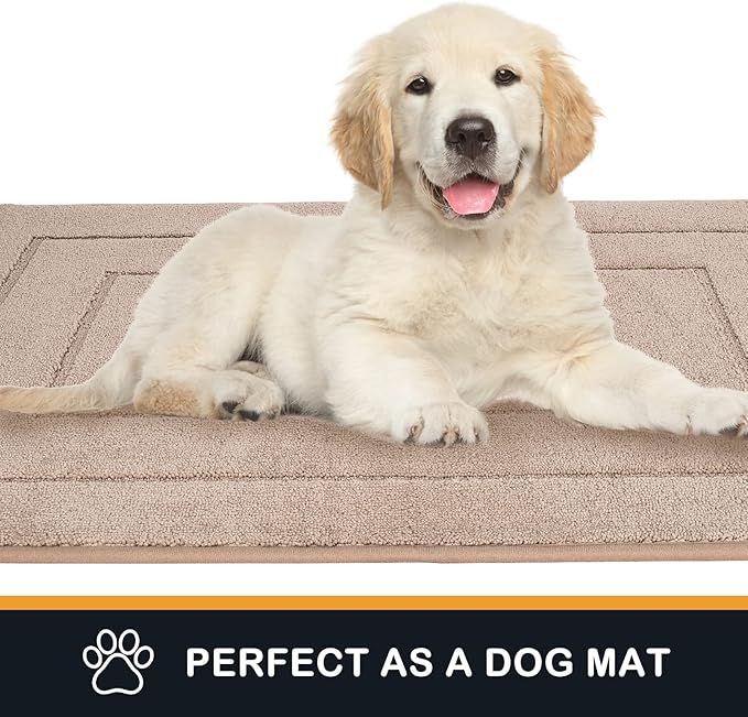 PURRUGS Dirt Trapping Door Mat 24" x 35.5", Non-Slip/Skid Machine Washable Entryway Rug, Dog Doormat, Super Absorbent Welcome Mat for Muddy Wet Shoes and Paws, Beige - Image 4