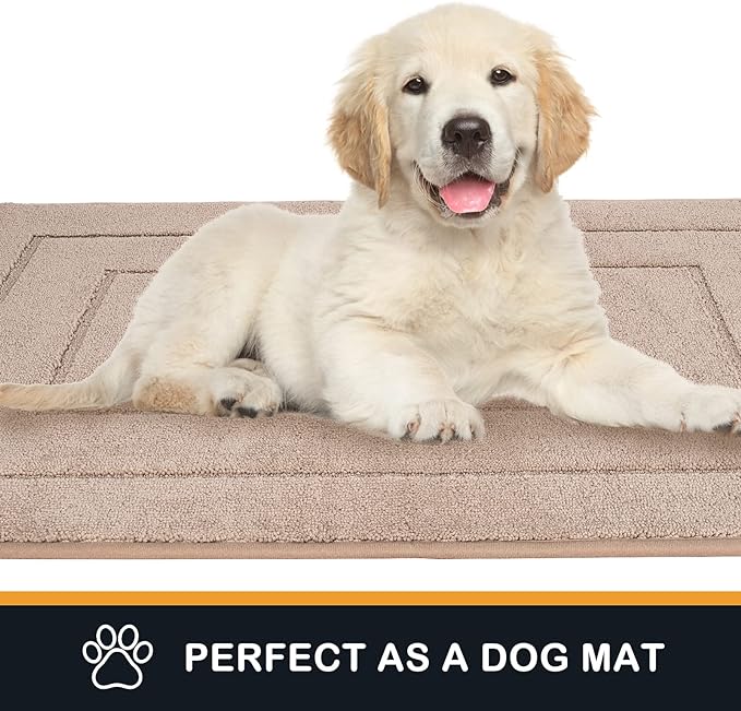 PURRUGS Dirt Trapping Door Mat 32" x 70", Non-Slip/Skid Machine Washable Entryway Rug, Dog Doormat, Super Absorbent Welcome Mat for Muddy Wet Shoes and Paws, Beige - Image 4