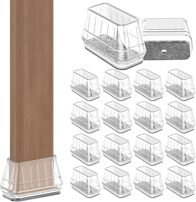 24PCS Rectangular Chair Leg Floor Protectors for Hardwood Floors, Thicken Rubber Chair Leg Cap Covers, Non Slip Furniture Leg Pads to Protect Wood Tile Floors from Scratches and Reduce Noise by Violibar