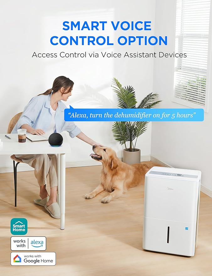 Midea 4,500 Sq. Ft. Dehumidifier With Pump Included, 50 Pint - Ideal For Basements, Large & Medium Sized Rooms, And Bathrooms (White) - Image 4
