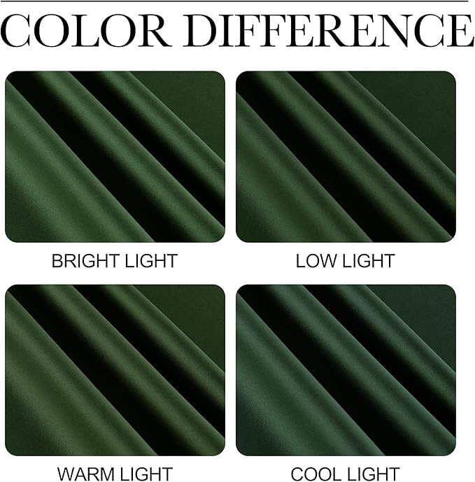 NICETOWN Dark Green Blackout Cafe Satin Curtains for Small Windows, 42" Wide by 63" Long, 2 Panels, Rod Pocket Noise Reducing Faux Silk Blackout Drapes for Dining Room - Image 5