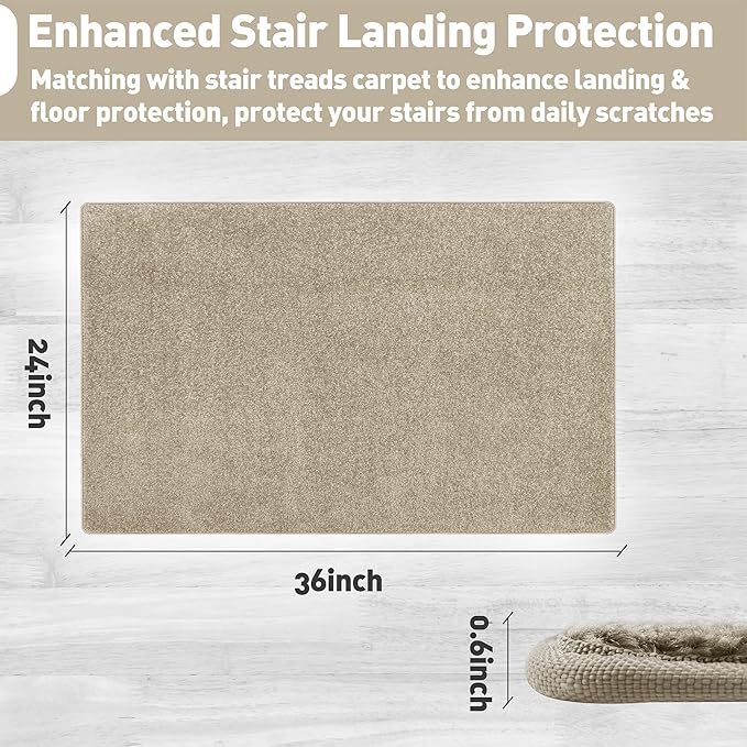 PURE ERA Carpet Stair Tread Landing Mat Tape Free Self Adhesive Non Slip Skid Resistant Indoor Doormat Area Rug Floor Mat for Kitchen Bathroom Workstations Washable 2' X 3' (Cream Grey) - Image 3