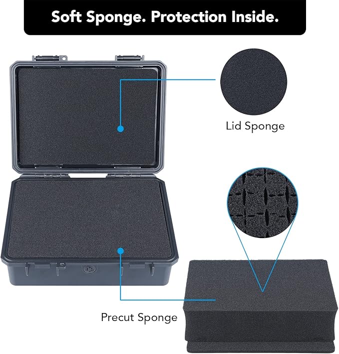 Lykus HC-2120 Mini Hard Case Dry Box with Foam Insert, Interior Size 8.3x5.9x2.7 in, IP66 Splash-Proof, Suitable for Cellphones, Tools, Small Devices and More - Image 2