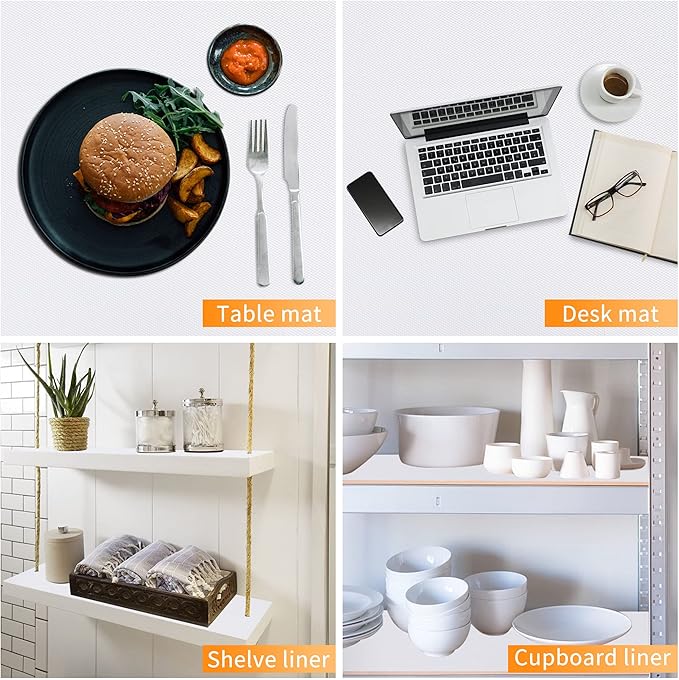 Kitchen Shelf Liner Drawer Liners, Non-Adhesive Refrigerator Liners Waterproof Fridge Mats with Strong Durable Kitchen Cabinets Mat for Drawers, Shelves, Pantry White - Image 6