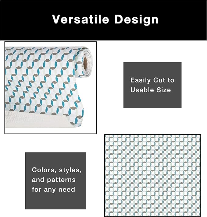 Smart Design Bonded Grip Shelf Liner - 18 Inch x 5 Feet - Non Adhesive, Strong Grip Bottom, Easy Clean Kitchen Drawer, Cabinet, Cupboard Dresser Protector Cover, Non Slip Rubber Mat - Ocean Origami - Image 4