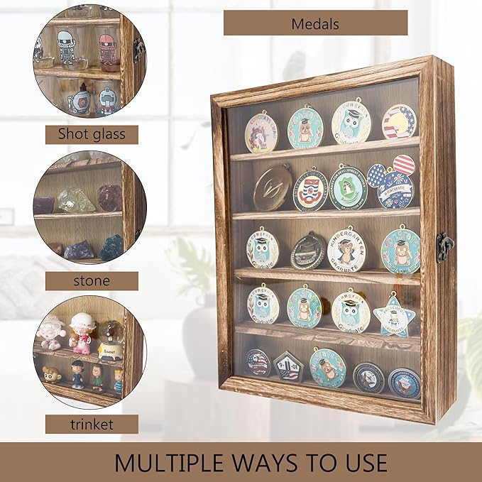 11x14 Shadow Box Frame with Removable Shelves,Collectible Display Shelves Case,Military Challenge Coin Display Case,Wood Shadow Boxes Display Cases for Keepsake,Pictures - Image 3