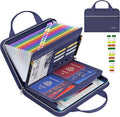 Tamfile Fireproof Accordion File Organizer with Handle, 13 Pocket Colorful Expanding File Folder with Zipper & Labels, File Folder with Multi-Pockets Paper Organizer Folder for Letter A4 Files (Blue) by Tamfile