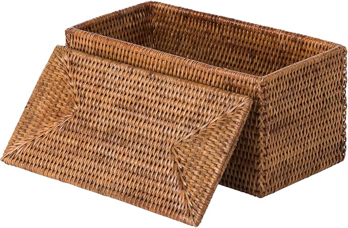 KOUBOO La Jolla Rattan Box, Toilet Roll Storage, Storage Boxes, Rattan Basket Decorative Boxes, Storage Container, Rectangular, Honey - Brown - Image 5