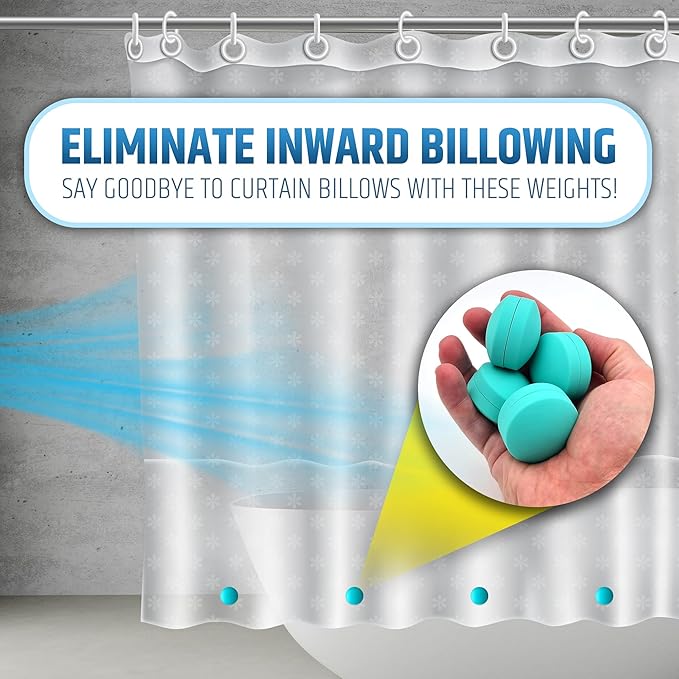 Powerful Anti-Billowing Magnetic Shower Curtain Weights for Splash-Free Bath Experience - 360° Silicone Wrapped - Will Never Rust - Heavy Magnets Prevent Curtain Liners from Blowing | 4 Pairs | Green - Image 2