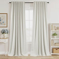 RYB HOME Ivory White 100% Blackout Curtains for Bedroom, Linen Drapes Back Tab&Rod Pocket, Thermal Insulated Privacy Assurd Curtains for Sliding Glass Doors/Dining/Living Room, W52 x L84, 2 Panels by RYBHOME