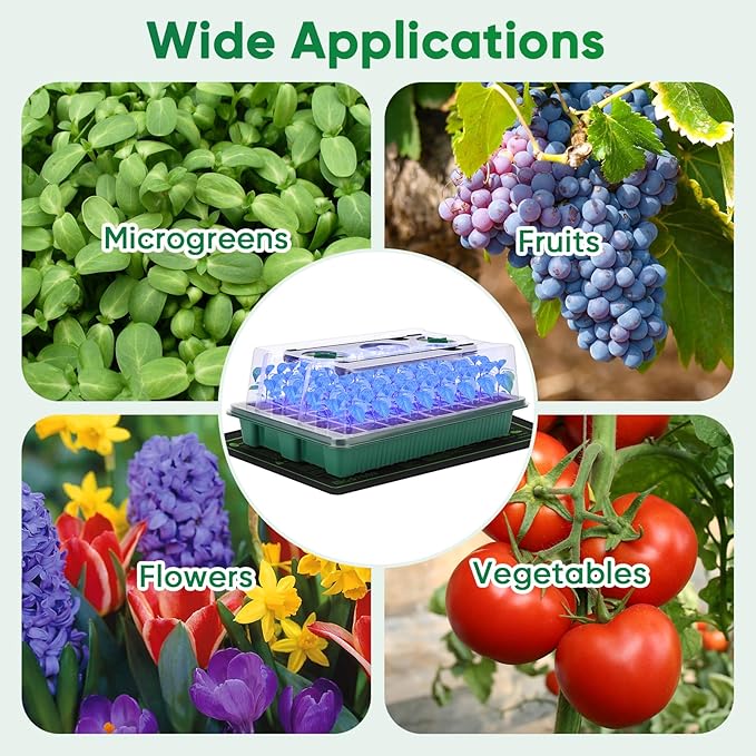 BlumWay 4-in-1 Seed Starter Tray with Grow Light &Heat Mat & Soil Meter Set,40-Cells Seedling Tray with Humidity Dome for Indoor Plant - Image 6