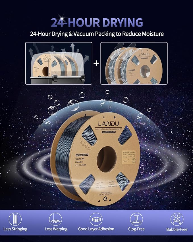 LANDU Chameleon PLA Filament 1.75mm Burnt Titanium 1KG, 3D Printer Filament Cardboard Spool(2.2lbs), Dimensional Accuracy ± 0.02mm, Neatly Wound PLA 3D Printing Filament Fits for Most FFF 3D Printers - Image 3