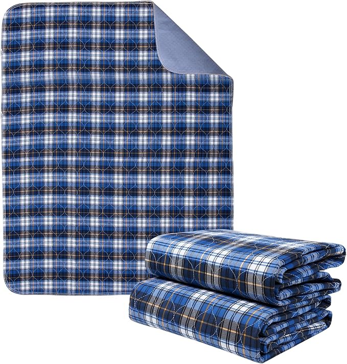 Washable Bed Pads, Non-Slip Bed Pads for Incontinence (36"" x 72"", 2 Pack) - Waterproof and Reusable Underpads for Adults, Kids, and Pets, Blue by Brosive