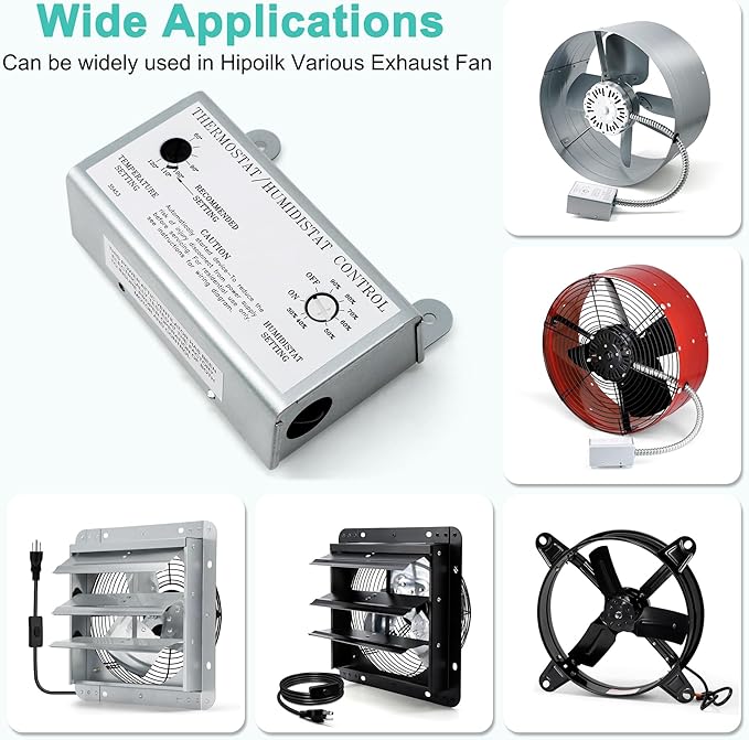 Attic Fan Thermostat and Humidistat, Adjustable Temperature and Humidity Controller 120V Thermostat Replacement for Power Attic Ventilators, Greenhouse Fan and Exhaust Fan - Image 5
