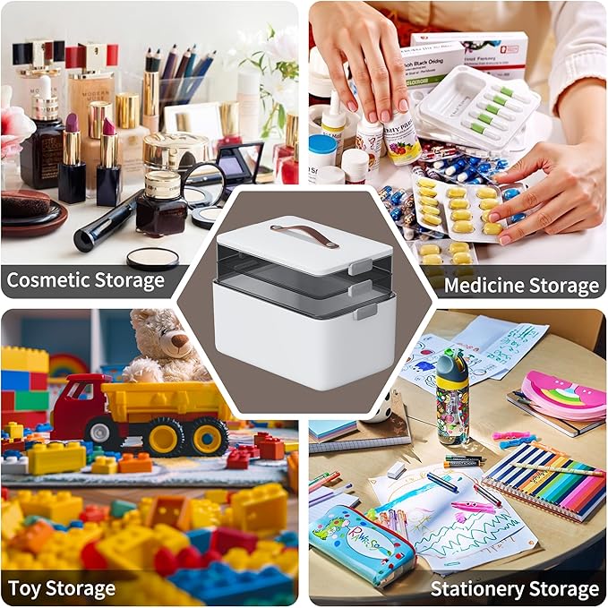 CTIME 3-Tier Medicine Organizer with Pill Case - Portable Pill Case & Empty First Aid Kit for Home, Travel, RV, School, Dorm, Ideal Elderly, Father Gift - Image 8