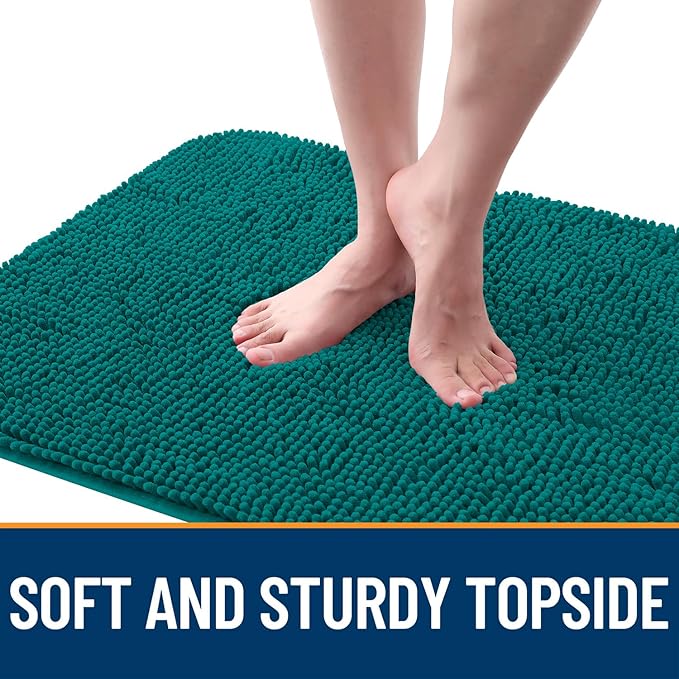 OLANLY Dog Door Mat for Muddy Paws 44x24, Absorbs Moisture and Dirt, Absorbent Non-Slip Washable Doormat, Quick Dry Chenille Mud Mat for Dogs, Entry Indoor Entryway Carpet for Inside Floor, Lake Blue - Image 4
