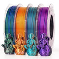 AMOLEN Silk PLA Filament 1.75mm, Triple Colors 3D Printer Filament Bundle, Shiny 3D Printer Filament Dimensional Accuracy +/- 0.02mm, Silk PLA Filament Fits for Most FDM 3D Printers, 200g X 4 Pack by AMOLEN