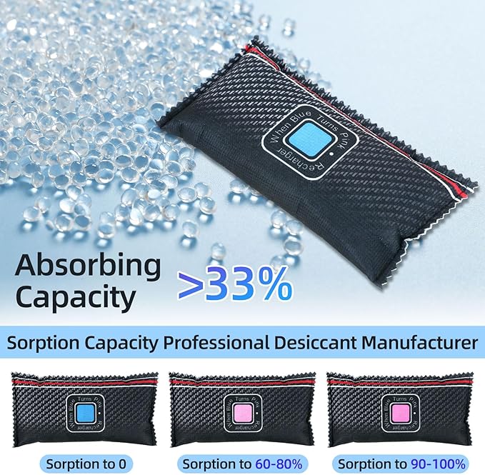 10 Pcs Rechargeable Desiccant Packs for Storage Silica Gel Packets Dry Moisture Absorbers Bags Reusable Desiccant Car Dehumidifiers Bags for Gun Safe Closet Basement Car Tool Box (200g) - Image 3