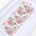 Pink Flower Leaves Bath Mat Non Slip, Floral Rose Spring 40 X 16 Inch Extra Long Bathtub Shower Mat for Tub Anti Slip with Suction Cups and Drain Holes for Kids Adults Elderly by Britown