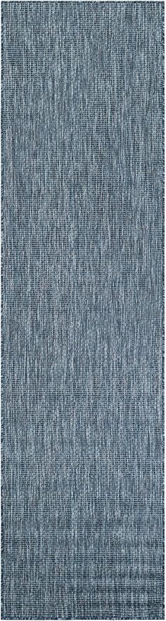 Unique Loom Outdoor Solid Collection Area Rug (2' 7" x 10' Runner Blue/Navy Blue) - Image 3