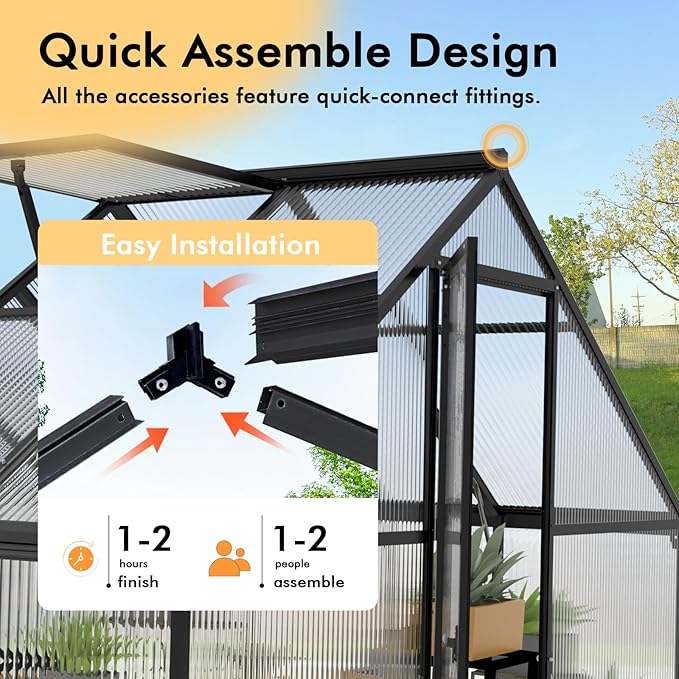6×4FT Small Greenhouse, Mini Greenhouse with Electronic Thermometers, Enhanced Aluminum Small Greenhouse for Outdoors and Garden Planting, Withstands Bad Weather to Protect Vegetable or Plants - Image 7