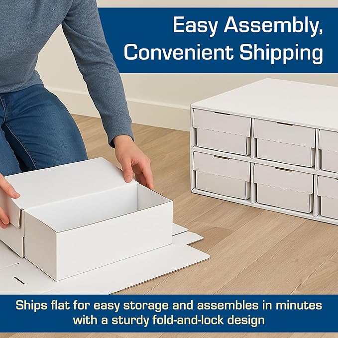 BCW 1600 Count Two Row Card House Storage Box with 6 Shoe Boxes | Holds 9600 Standard Trading Cards | Cardboard Storage House with Six 2 Row Card Storage Boxes - Image 6