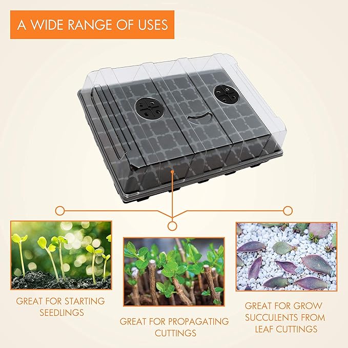 Gardzen Seed Starter Tray, 5 Pack Smiling Face Plant Germination Trays with Total 350-Cell, Seed Starter Kit with Humidity Vented Domes and Bases for Starting Vegetable Flower Herb Seeds 18" x 14" - Image 6