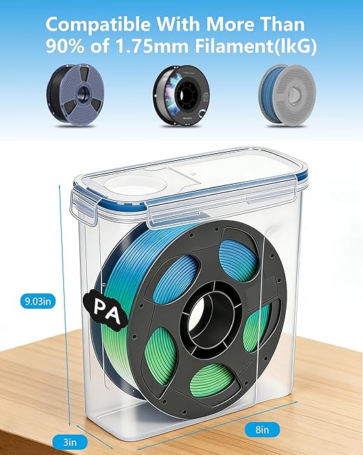 Filament Storage Box 4 Pack for 3D Printer Filament Storage Container Portable with Desiccants and Label Water-Proof Dust-Proof for 1.75mm Filament Transparent Blue - Image 5