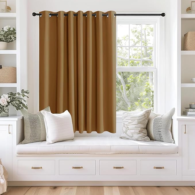 NICETOWN Blackout Curtains 63 inches Long for Living Room Bedroom, Grommet Thermal Insulated Room Divider Drape Window Treatment for Sliding Patio Door, W100 x L63, 1 Panel, Burgundy Red by NICETOWN