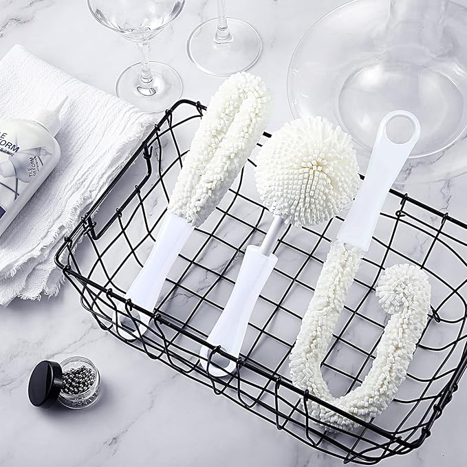 Boao 3 Pcs Wine Decanter Cleaning Brushes with Stainless Steel Cleaning Balls Wine Glass Flexible Bottle Scourers Brushes Cleaners Polishers for Decanter Glass Goblets Champagne Flutes Cups - Image 2