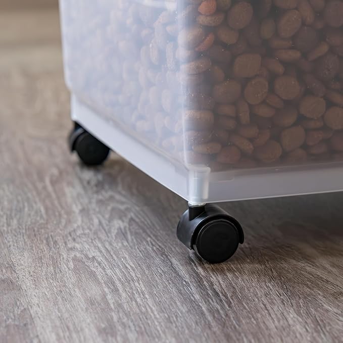 IRIS USA Airtight Dog Food Storage Container, Up to 54 lbs, Attachable Wheels, For Dog Cat Bird and Other Pet Food Storage Bin, Keep Fresh, Translucent Body, Easy Mobility, 2 Pack, Black - Image 7