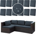 12Pcs Stretch Couch Cushion Covers, Water Resistant Outdoor Sofa Cuhsion Cover Replacement,Washable Outdoor Patio Chair Seat Cushion Covers for Furniture Protect (Charcoal Gray, Grid Textured) by CALBODE