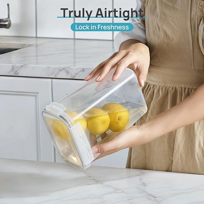 Vtopmart Airtight Food Storage Containers with Lids, 24 pcs Plastic Kitchen and Pantry Organization Canisters for Cereal, Dry Food, Flour and Sugar, BPA Free, Includes 24 Labels，Gray - Image 3